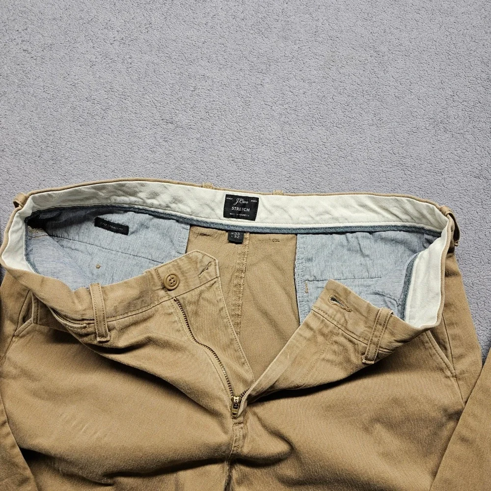 J.Crew 770 Chino Pants Men's 33x32 Tan Flat Front Stretch Straight Fit Outdoor
